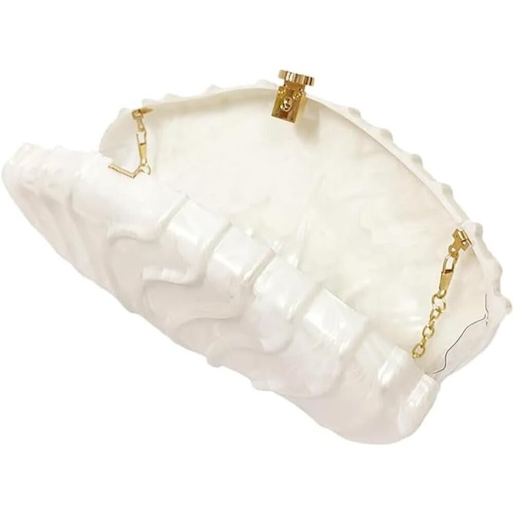 Unique Shell Shape Acrylic Evening Purse - Stylish Handbag for Weddings & More - Picture 4 of 5